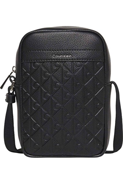 Calvin Klein Men's Black Handbag with Brand Logo, Suitable for Daily Use