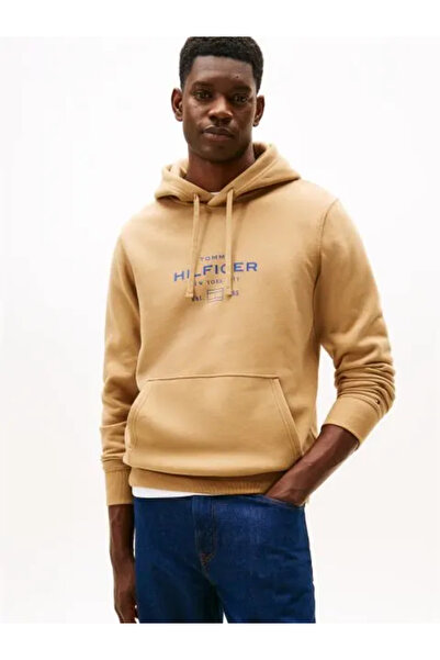 Tommy Hilfiger Men's Brand Logo Hooded Organic Cotton Kangaroo Pocket Hoodie,...