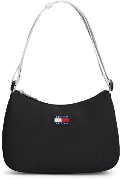 Tommy Hilfiger Kadın Marka Logolu Günlük Kullanıma Uygun Siyah Omuz Çantası