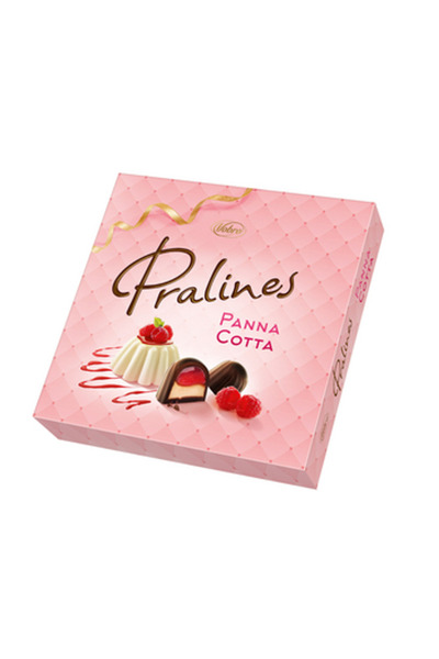 Vobro Praline Panna Cotta cu umplutura de zmeura, 129g