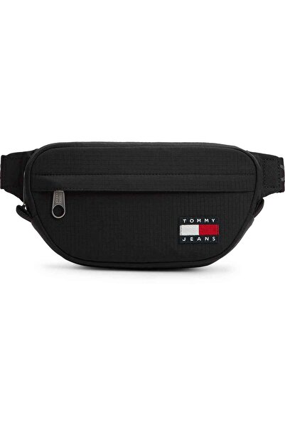 Tommy Hilfiger Мъжка черна чанта за кръст с лого на марката, подходяща за еже...