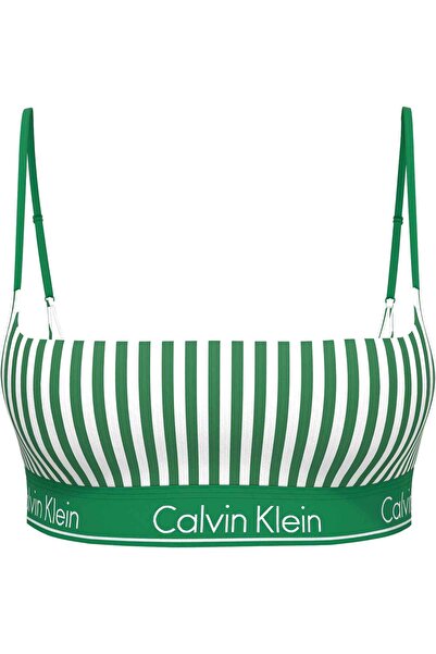 Calvin Klein Kadın Yeşil-Beyaz Bikini Üstü