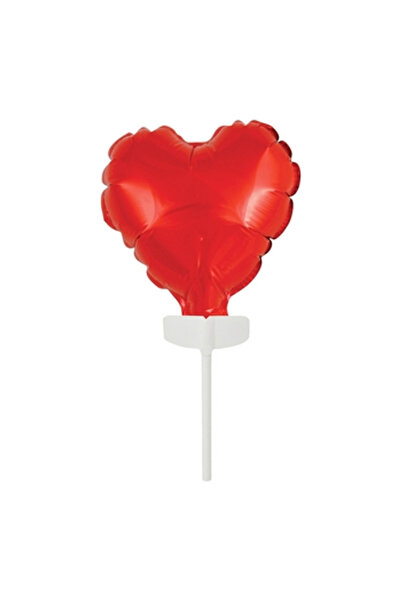 Generic Brand Balon folie mini cu bat in forma de inima rosu