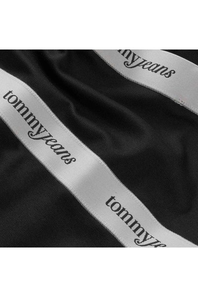 Tommy Hilfiger فستان نسائي أسود صغير بتفاصيل شريطية وحزام رفيع من TJW DW0DW22337BDS