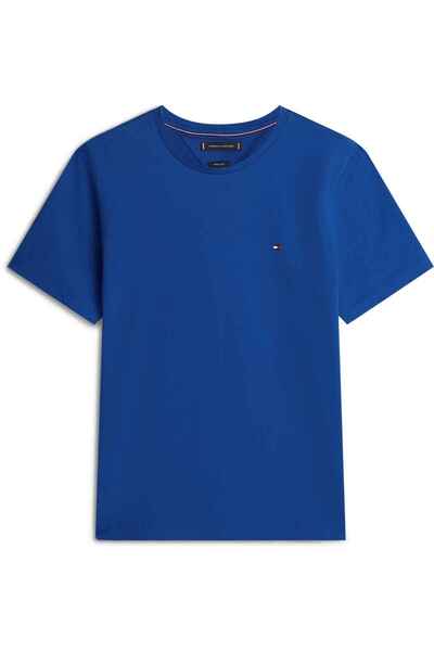 Tommy Hilfiger Men's Round Neck Slim Fit Flexible Fabric Long Sleeve Blue T-S...