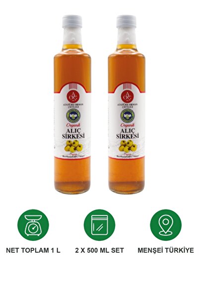 Atatürk Orman Çiftliği Organik Alıç Sirkesi 2'li Set (2 x 500 ml) Doğal Fermente Katkısız