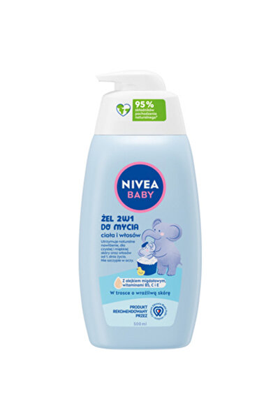 NIVEA Gel de dus si sampon 2 in 1, Baby, Ulei de migdale, 500ml
