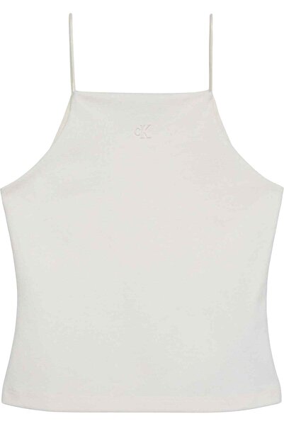 Calvin Klein Women's Slim Fit Narrow Strap Cotton Plain Woven Fabric Cream Bl...