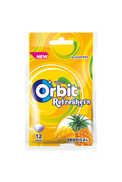 Orbit Refreshers Tropical, guma de mestecat fara zahar, 26g, set 12 drajeuri
