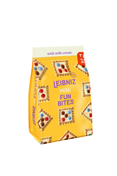 Leibniz Biscuiti cu crema de lapte si dragee Fun Bites, 100g, multicolor