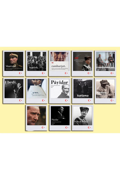 TELLGRAF Ataturk Themed Postcard Set (10X6 cm 13 Pieces)