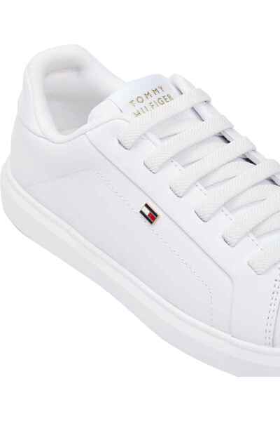Tommy Hilfiger Th Kadın Beyaz Hafif Deri Tabanlı Kort Ayakkabıları