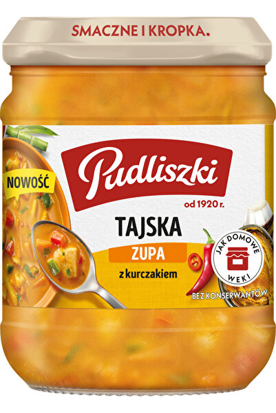 Pudliszki Supa thailandeza cu pui 440g, picanta, 7,2% carne de pui