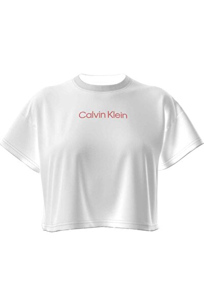 Calvin Klein Women's White T-Shirt with Brand Logo, Suitable for Daily Use