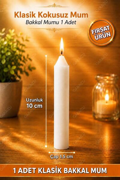garaccu Klasik Kokusuz Bakkal Mum Dilek Mumu 1 Adet (10 CM)