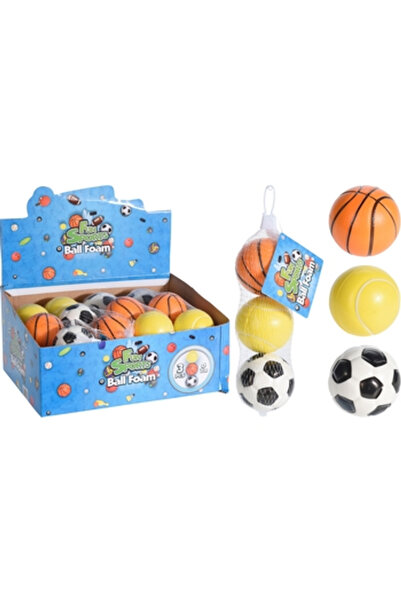 Koopman Set 3 mingi din spuma, 7cm, diverse modele, pentru copii de la 3 ani