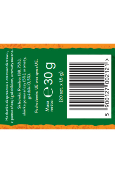 Astra Ceai Rooibos aromatizat cu portocala si cuisoare, Astra, 20 plicuri, 30g