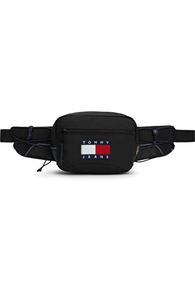 Tommy Hilfiger Men's Black Waist Bag with Brand Logo, Suitable for Daily Use
