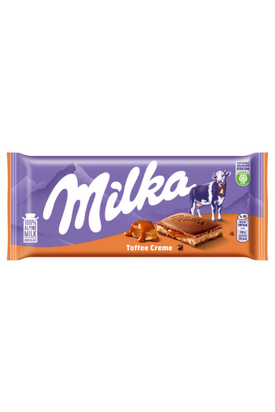 Milka Ciocolata cu lapte Toffee Creme 100g, umplutura de lapte si toffee, 35%...