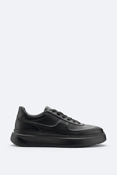 Avva Men's Black 100% Leather Flexible Sole Lightweight Casual Shoes A52Y8019