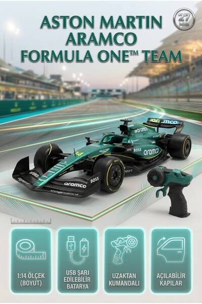Tıfıl Toys Kumandalı Şarjlı Işıklı Full Fonksiyon 1:14 2.4G Formula 1 Aston M...