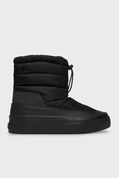 Calvin Klein Kadın Marka Logolu Kapitoneli Bağcıklı Siyah Bot & Bootie