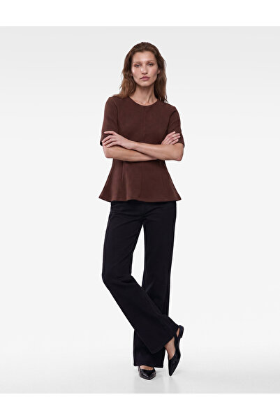 Koton Slim Fit Crew Neck Short Sleeve Peplum Blouse
