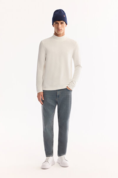 Avva Erkek Mavi Klasik Bel Pamuklu Eskitme Yıkamalı Roma Crop Slim Fit Jean P...