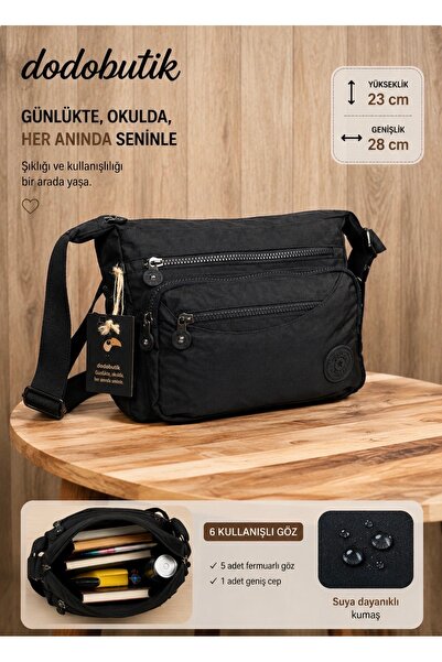 DodoButik Women's Black Clinker Messenger Bag