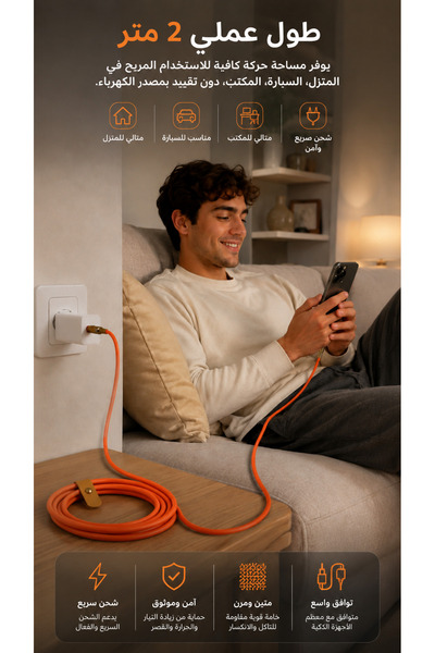 Yallabena كابل شحن سريع USB Type-C بقوة 120 واط - كابل بيانات سيليكون للشحن ا...