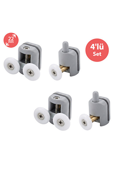 EYM Duşakabin Tekerleği Metal Gövdeli Krom 4 lü Set Teker Çapı 22 mm