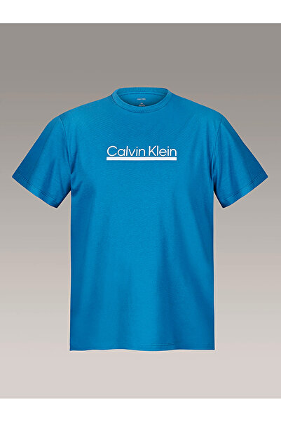 Calvin Klein Erkek Bisiklet Yaka T-Shirt Mavi