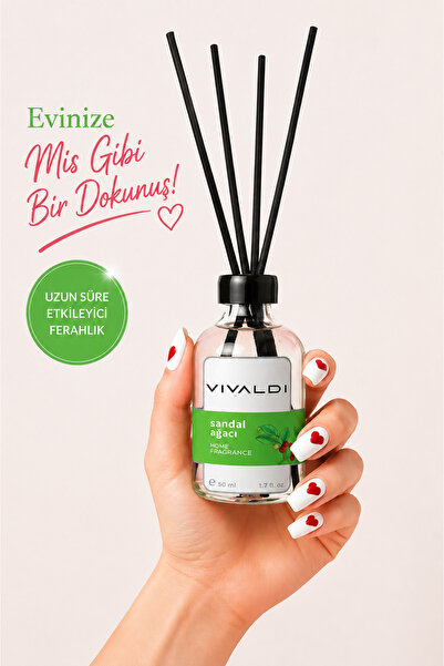 Vivaldi Home Sandal Ağacı Çubuklu Oda Kokusu 50 ml, Odunsu, Sıcak ve Kalıcı K...