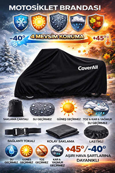 CoverAll Honda PCX125 Uyumlu Motosiklet Brandası, Motor Örtüsü-SİYAH