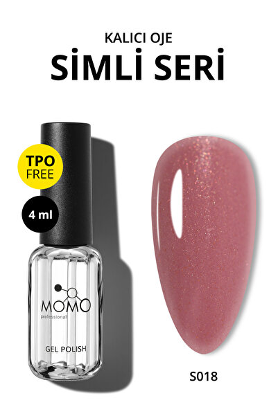 MOMO professional Kalıcı Oje S018, Simli Gül Kurusu, 4 ml