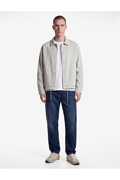 Koton Oversized Cotton Long Sleeve Classic Collar Jacket with Pocket Detail