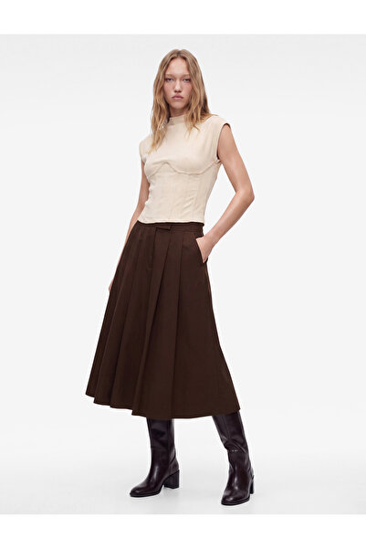 Koton Slim Fit Viscose Fabric Stand Collar Short Sleeve T-Shirt with Corset D...
