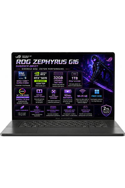 ASUS ROG Zephyrus G16 GU605CP-QR127-Gaming Ultra 9 285H 32GB 1TB RTX 5070 8GB...
