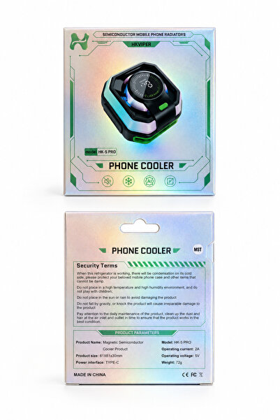 utechno HKVIPER HK-5 Pro Manyetik Telefon Soğutucu – Gaming Oyun İçin, 7000 RPM Yarı İletken Soğutma, RGB Fan, Akıllı Sıcaklık Kontrolü