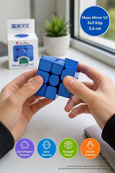 TOYFEST MoYu Aynalı Küp Mirror Cube V2 3x3 Mavi Şekil Değiştiren Zeka Bulmacası 5,6x5,6x5,6 cm