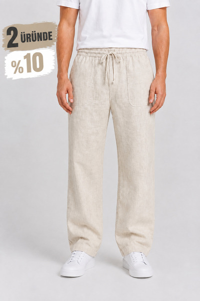 Kozik Pantaloni pentru bărbați, 100% bumbac, amestec de in, croială relaxată,...