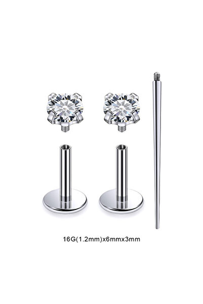 Choice Round Ears Labret, Lip Piercing Jewelry 16G(1.2mm)x6mmx3 3 PCS ASTM-F1...