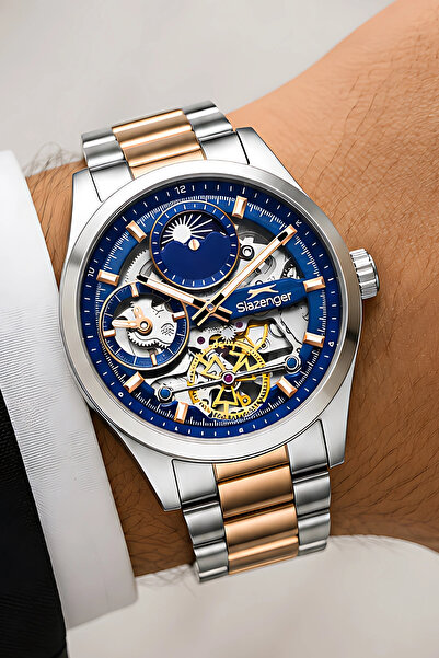 Slazenger Automatic Mechanism Steel Cord, Steel Case Men's Wristwatch Bracele...