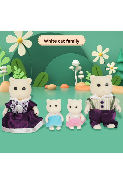 Choice White Cat Family Forest Animal Family 1_12 Dollhouse Accessories Mini_...