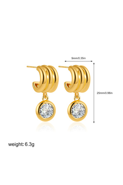 Choice T395 Chunky Stainless Steel Gold Color C-shape Stud Earrings for Women...