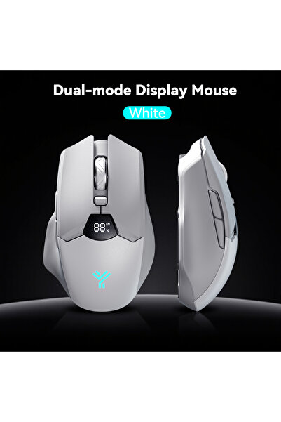 Choice F86 grayish white Wireless Mouse 2.4G & Bluetooth, 6-Level DPI (800 to...