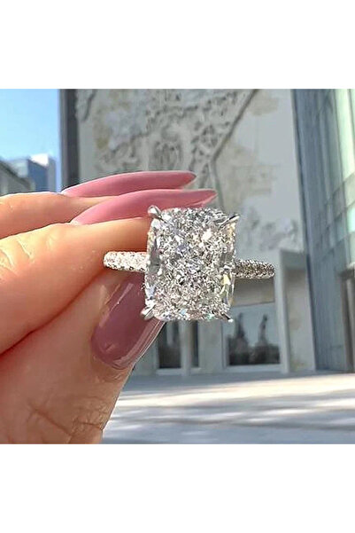 Choice1 7 Q669 Huitan Luxury Geometric CZ Crystal Rings for Women Silver Colo...