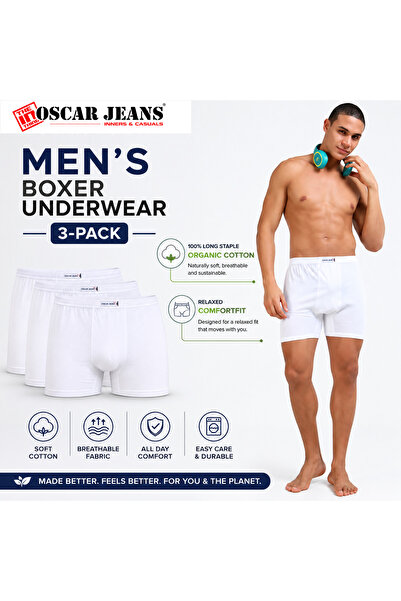 OSCAR JEANS Platinum Collection 100% Cotton Men's Boxer Underwear Comfort Fit...