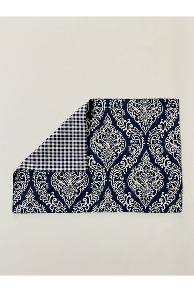 TALKING DREAMS Dark Blue Gingham Double-Faced Use 4-Piece American Service