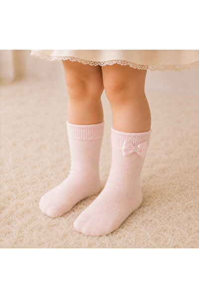 Angel Touch Pembe Fiyonku Taşlı Çorap